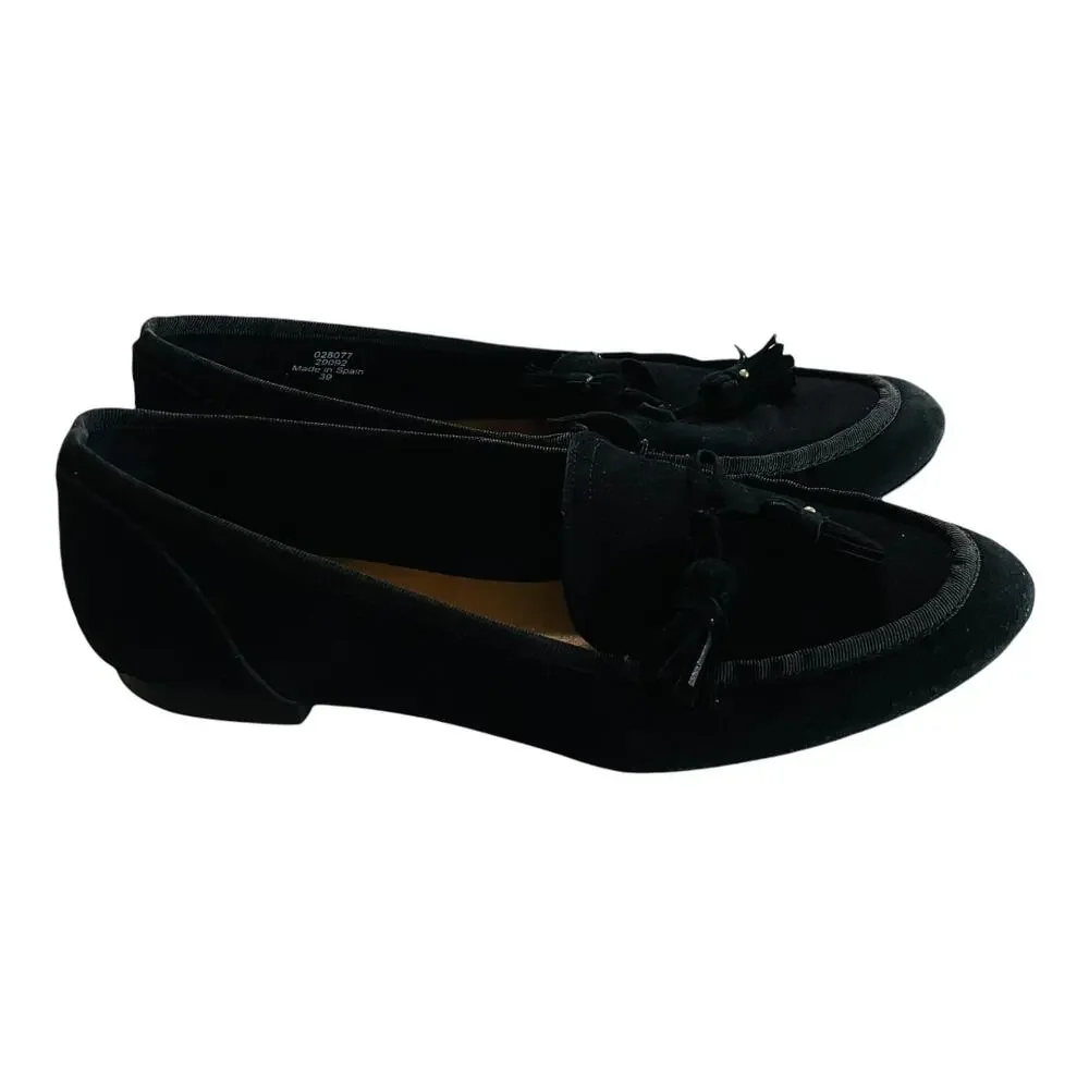 Office London Retro Black Leather Suede Loafers Size 39